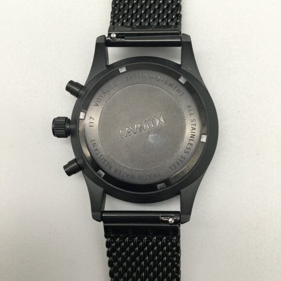 MVMT Voyager Chronograph Watch Men 42mm Black Date Mesh Band BOX New Battery - Picture 12 of 15